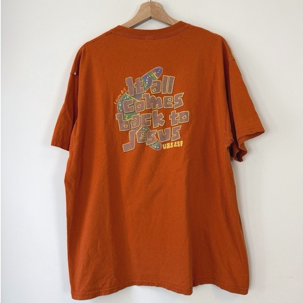 Vintage God Jesus Boomerang Express Kangaroo Bible Orange‎ Tee Shirt - XL